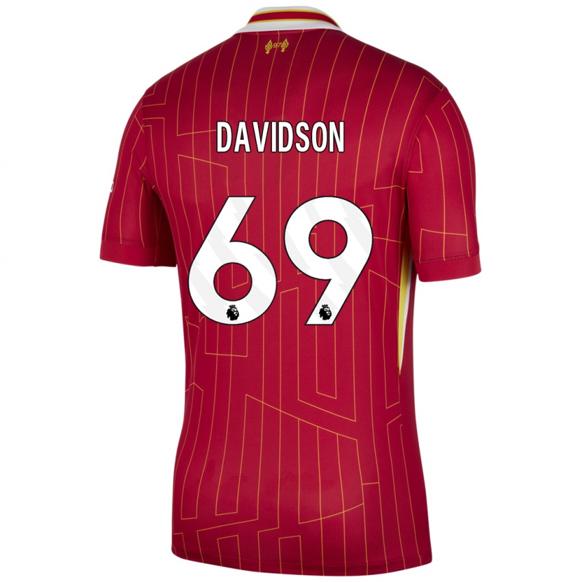 Dětské Josh Davidson #69 Červená Žlutá Bílá Domů Hráčské Dresy 2024/25 Dres