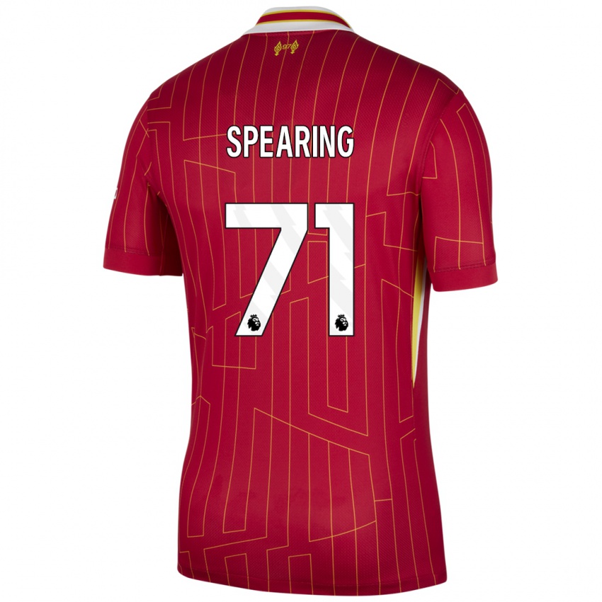 Dětské Jay Spearing #71 Červená Žlutá Bílá Domů Hráčské Dresy 2024/25 Dres