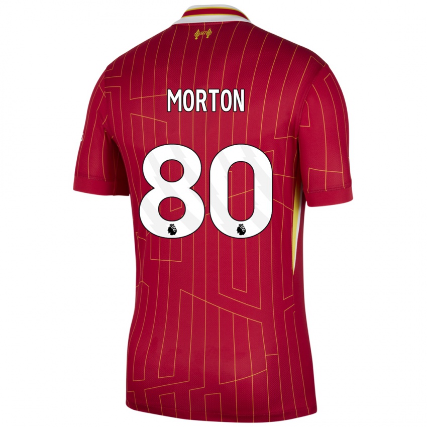 Dětské Tyler Morton #80 Červená Žlutá Bílá Domů Hráčské Dresy 2024/25 Dres