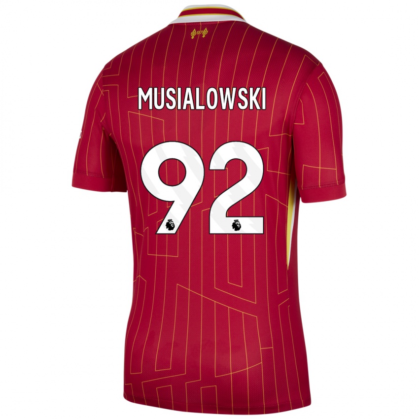 Dětské Mateusz Musialowski #92 Červená Žlutá Bílá Domů Hráčské Dresy 2024/25 Dres