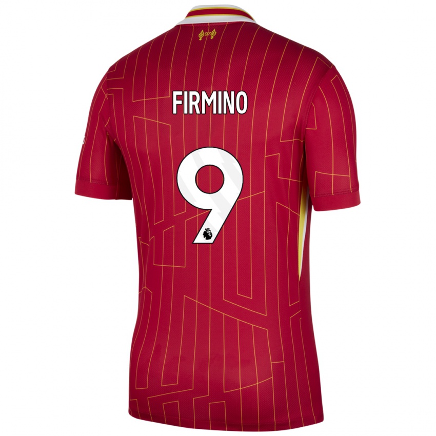 Dětské Roberto Firmino #9 Červená Žlutá Bílá Domů Hráčské Dresy 2024/25 Dres