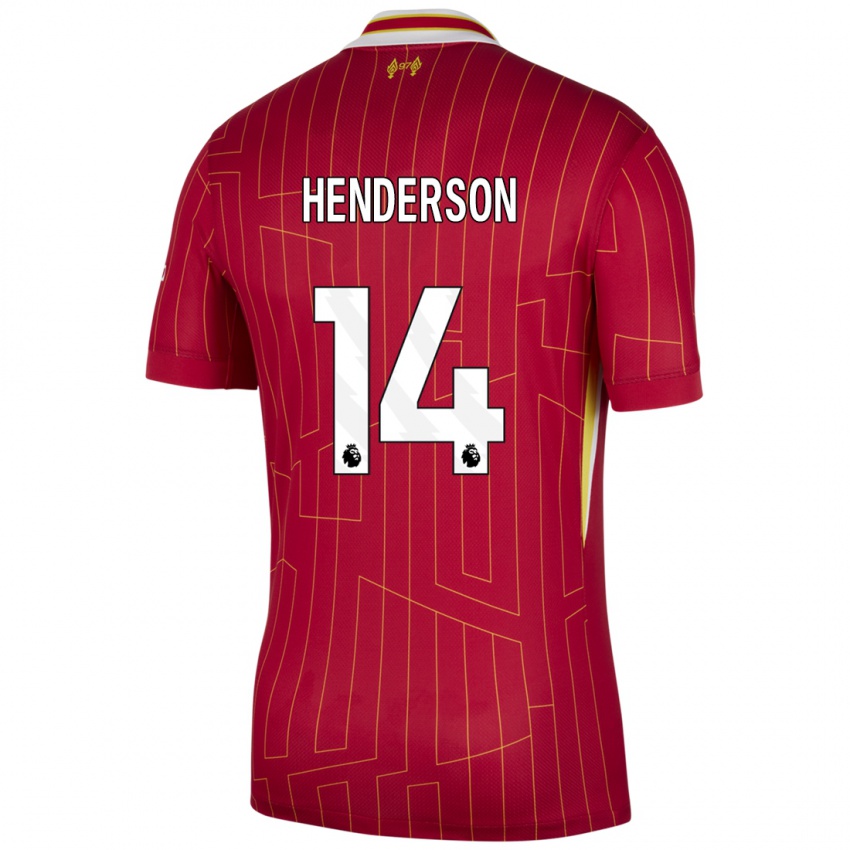 Dětské Henderson #14 Červená Žlutá Bílá Domů Hráčské Dresy 2024/25 Dres