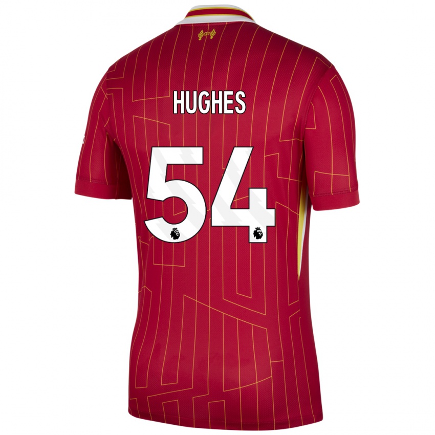 Dětské Liam Hughes #54 Červená Žlutá Bílá Domů Hráčské Dresy 2024/25 Dres