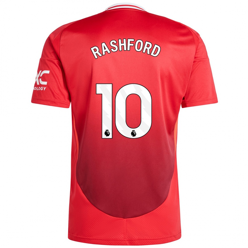 Dětské Marcus Rashford #10 Jasně Červená Domů Hráčské Dresy 2024/25 Dres