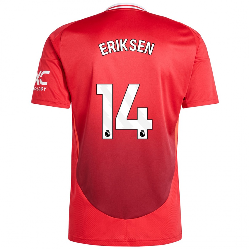 Dětské Christian Eriksen #14 Jasně Červená Domů Hráčské Dresy 2024/25 Dres