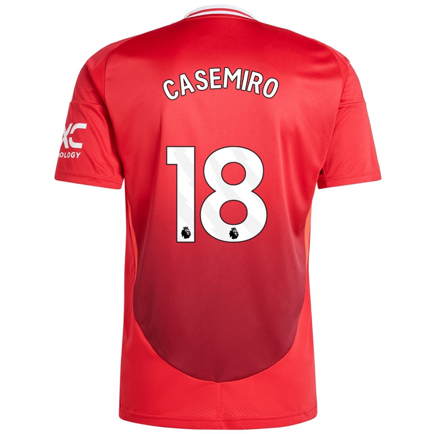 Dětské Casemiro #18 Jasně Červená Domů Hráčské Dresy 2024/25 Dres