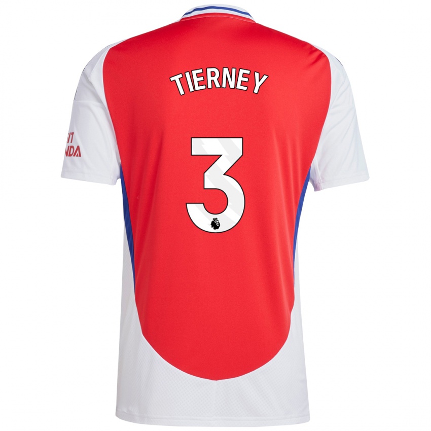 Dětské Kieran Tierney #3 Červená Bílá Domů Hráčské Dresy 2024/25 Dres