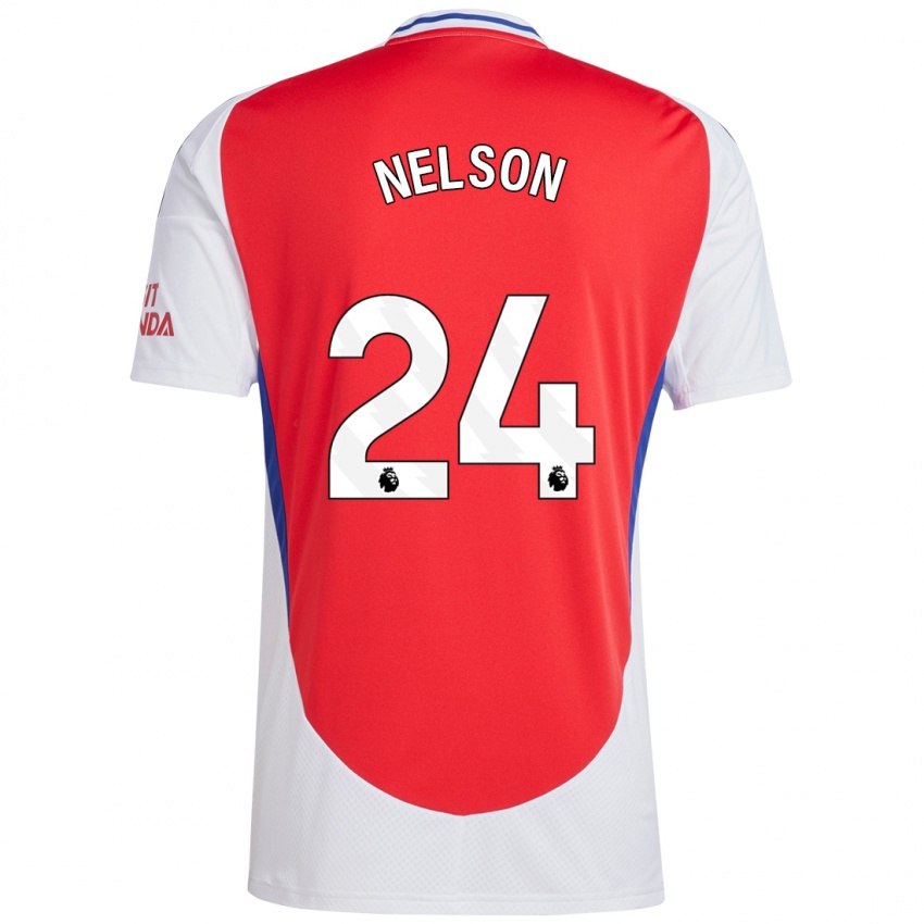 Dětské Reiss Nelson #24 Červená Bílá Domů Hráčské Dresy 2024/25 Dres