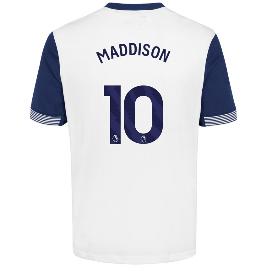 Dětské James Maddison #10 Bílá Modrá Domů Hráčské Dresy 2024/25 Dres