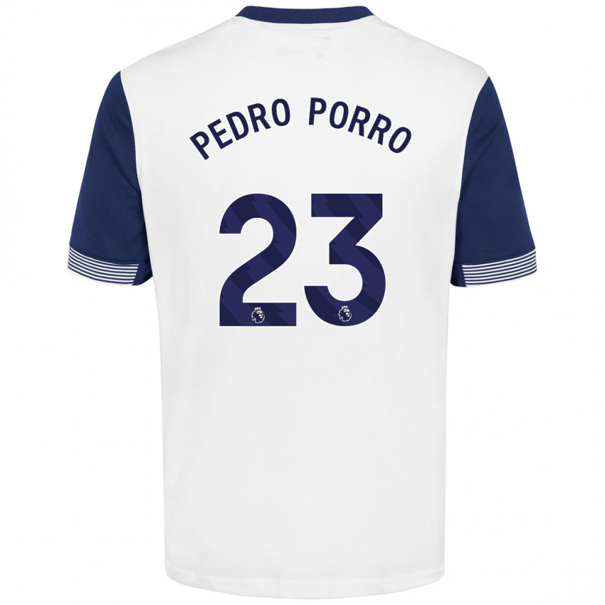 Dětské Pedro Porro #23 Bílá Modrá Domů Hráčské Dresy 2024/25 Dres