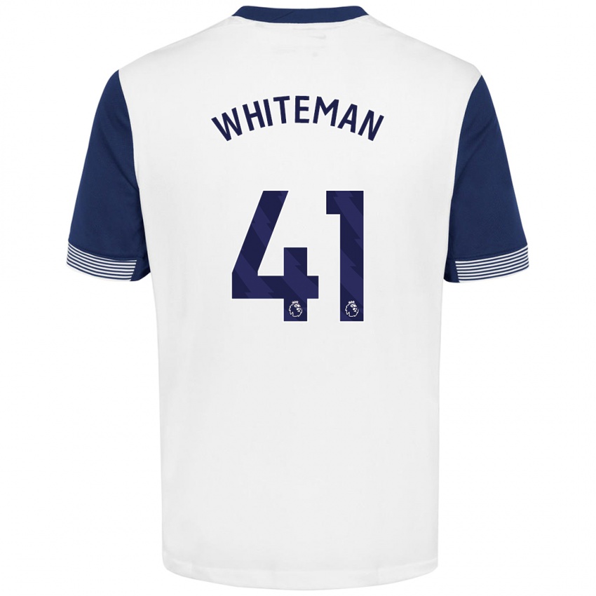 Dětské Alfie Whiteman #41 Bílá Modrá Domů Hráčské Dresy 2024/25 Dres