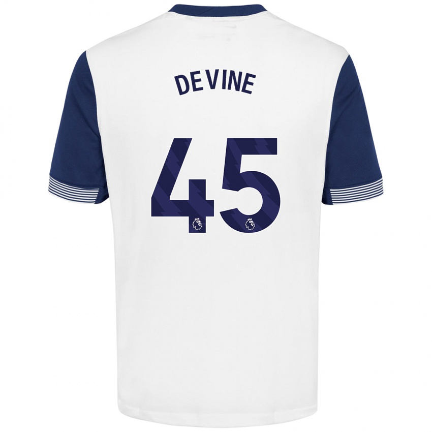 Dětské Alfie Devine #45 Bílá Modrá Domů Hráčské Dresy 2024/25 Dres