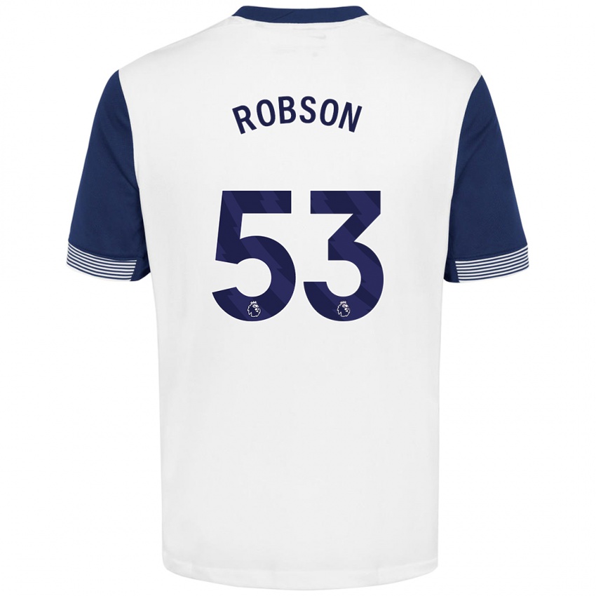 Dětské Max Robson #53 Bílá Modrá Domů Hráčské Dresy 2024/25 Dres