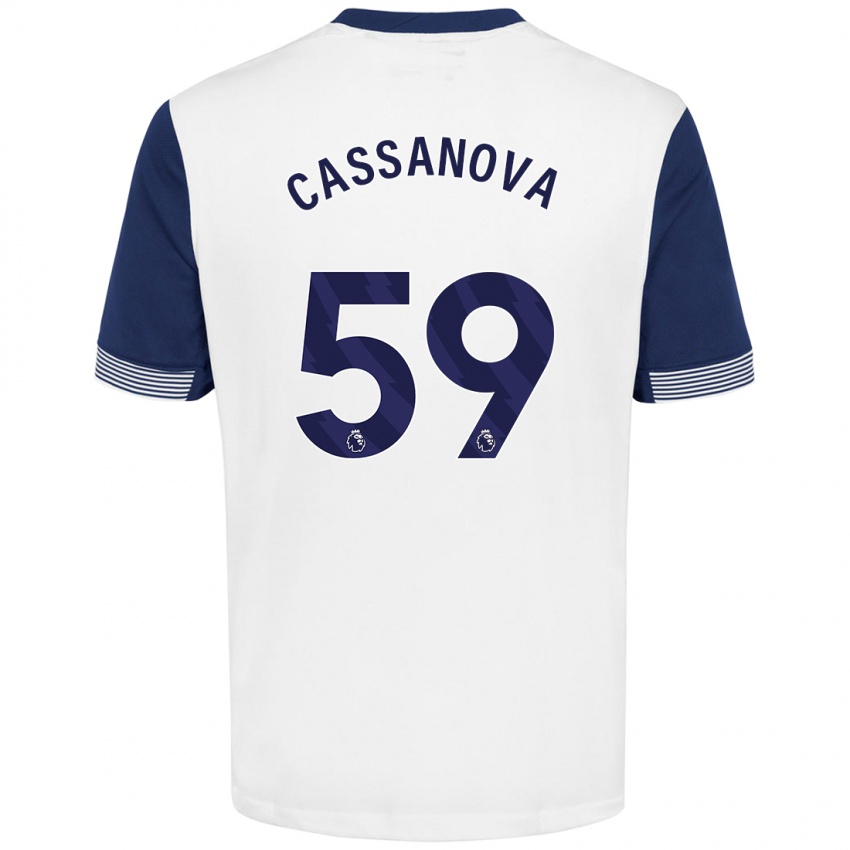 Dětské Dante Cassanova #59 Bílá Modrá Domů Hráčské Dresy 2024/25 Dres