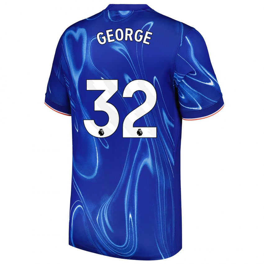 Dětské Tyrique George #32 Modrá Bílá Domů Hráčské Dresy 2024/25 Dres