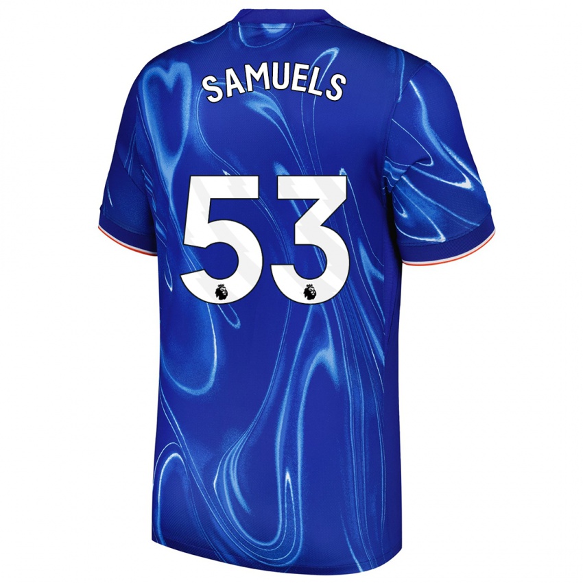 Dětské Ishé Samuels-Smith #53 Modrá Bílá Domů Hráčské Dresy 2024/25 Dres