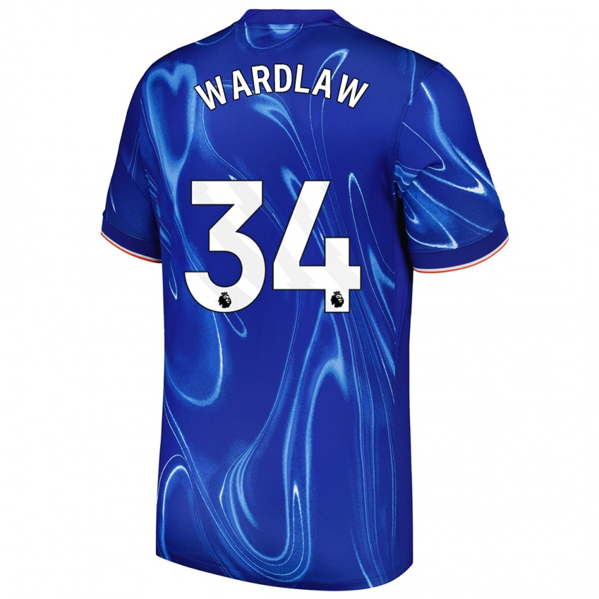 Dětské Charlotte Wardlaw #34 Modrá Bílá Domů Hráčské Dresy 2024/25 Dres