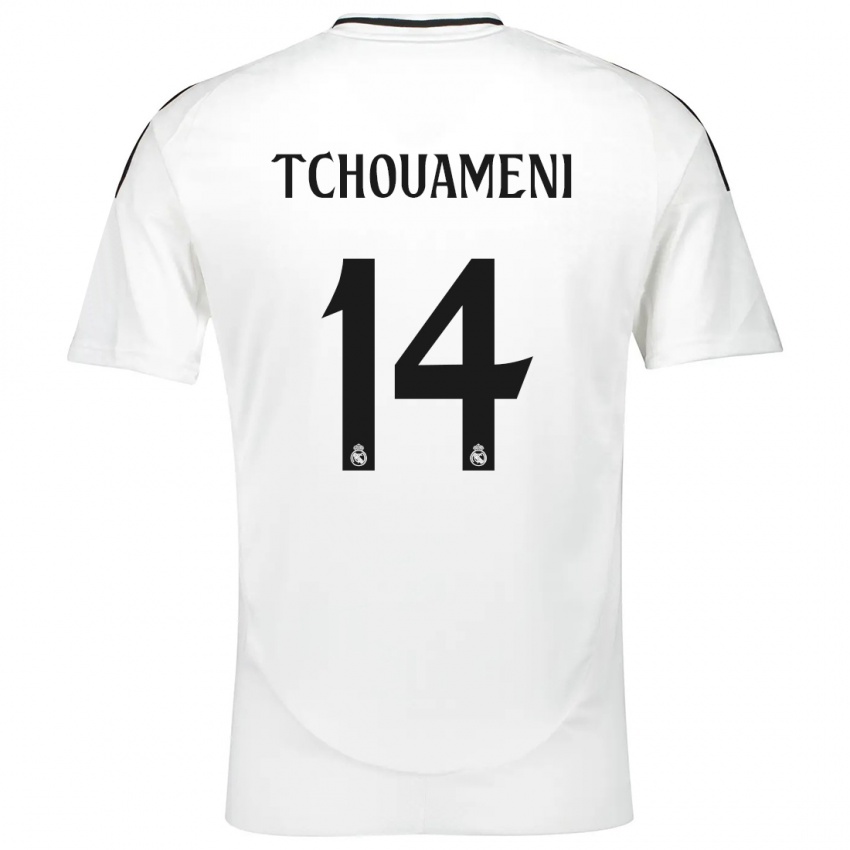 Dětské Aurelien Tchouameni #14 Bílý Domů Hráčské Dresy 2024/25 Dres