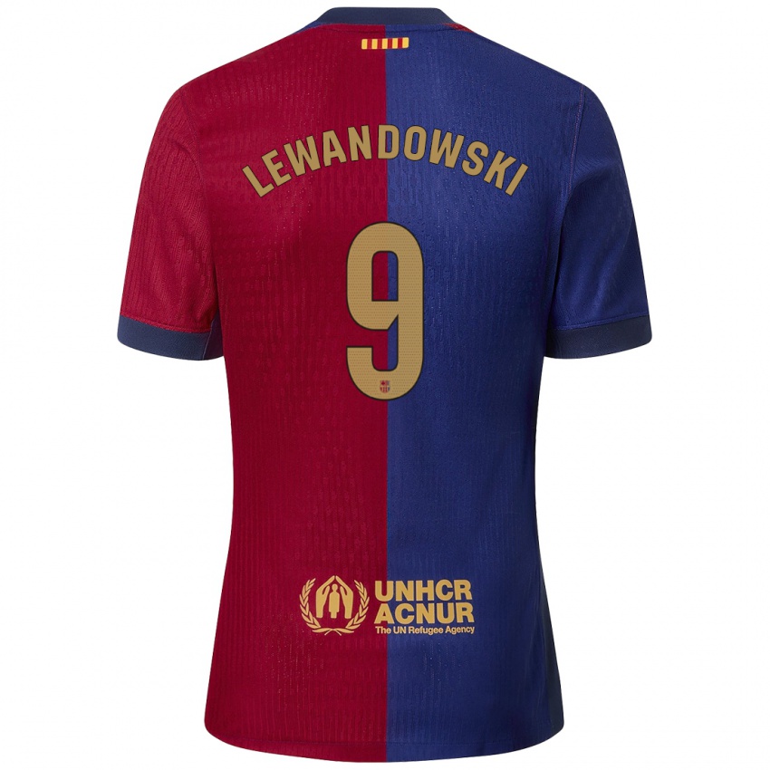 Dětské Robert Lewandowski #9 Modrá Červená Domů Hráčské Dresy 2024/25 Dres