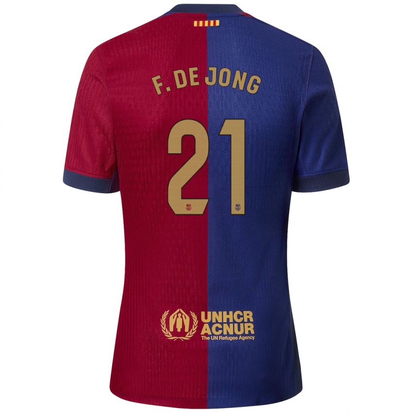 Dětské Frenkie De Jong #21 Modrá Červená Domů Hráčské Dresy 2024/25 Dres