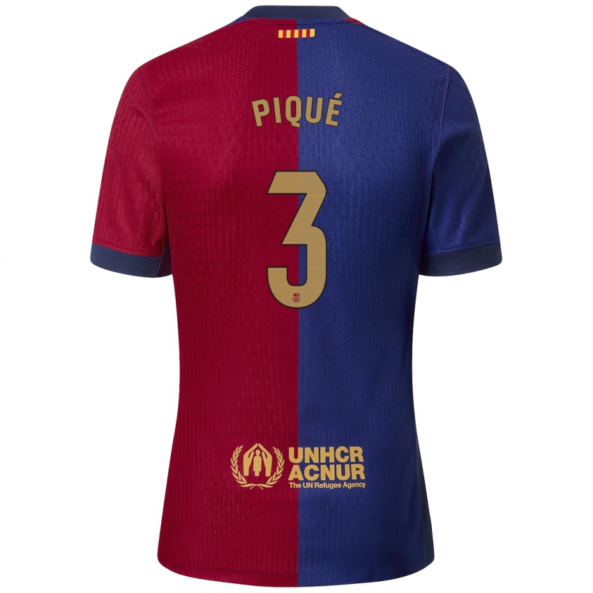 Dětské Gerard Pique #3 Modrá Červená Domů Hráčské Dresy 2024/25 Dres