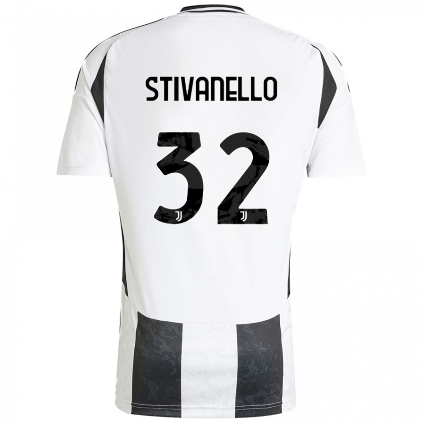 Dětské Riccardo Stivanello #32 Bílá Černá Domů Hráčské Dresy 2024/25 Dres