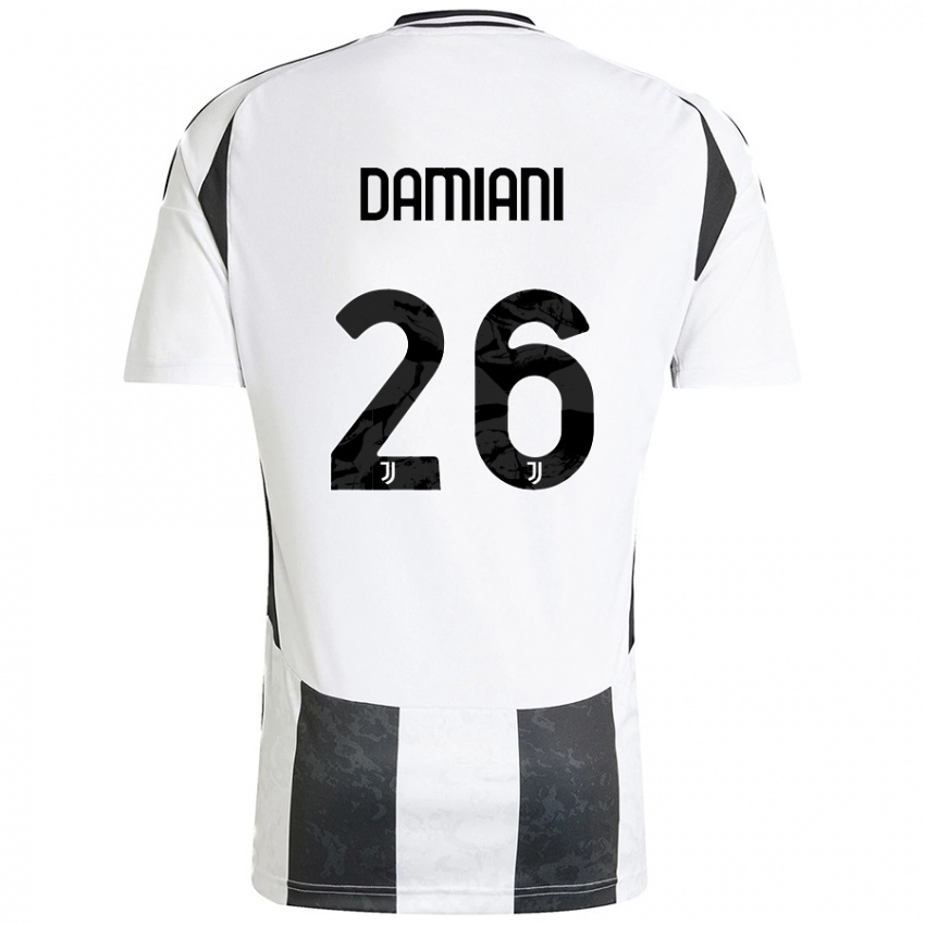 Dětské Samuele Damiani #26 Bílá Černá Domů Hráčské Dresy 2024/25 Dres