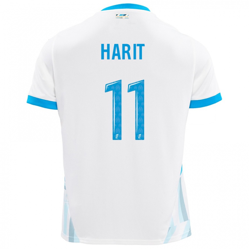 Dětské Amine Harit #11 Bílá Nebesky Modrá Domů Hráčské Dresy 2024/25 Dres