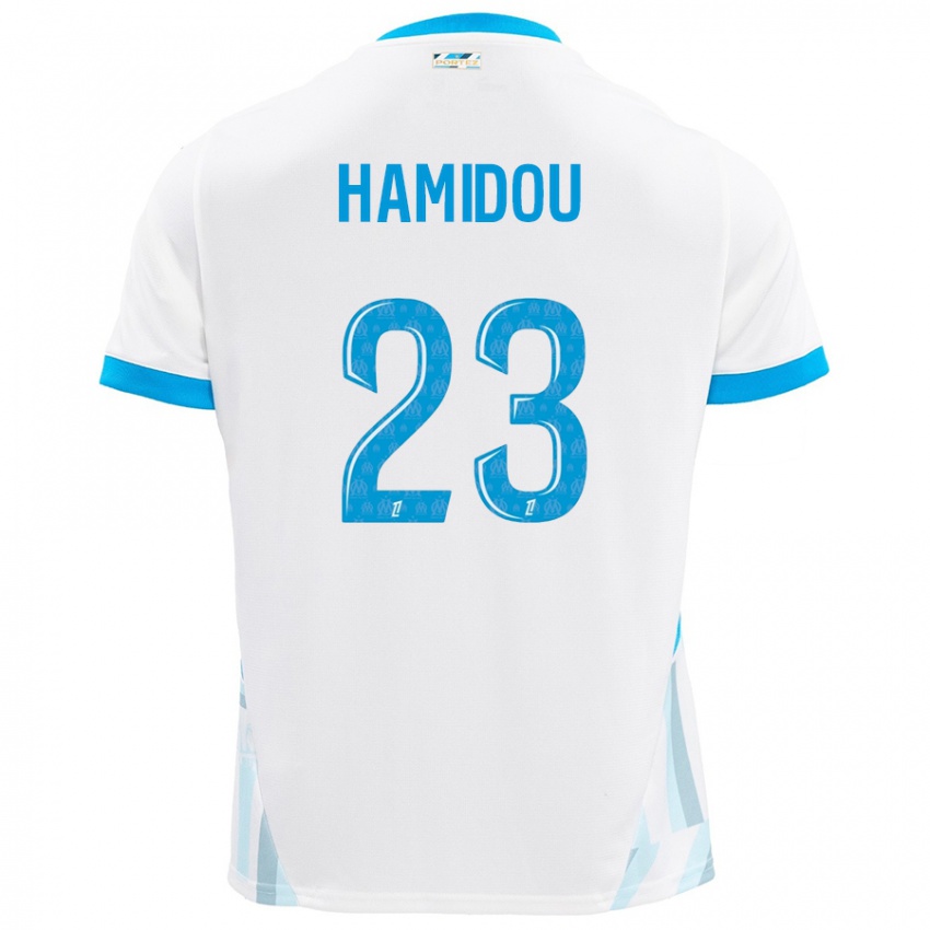 Dětské Jamila Hamidou #23 Bílá Nebesky Modrá Domů Hráčské Dresy 2024/25 Dres