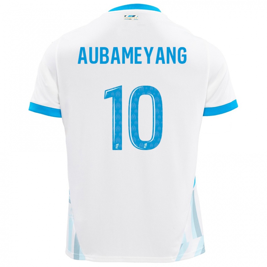 Dětské Pierre-Emerick Aubameyang #10 Bílá Nebesky Modrá Domů Hráčské Dresy 2024/25 Dres