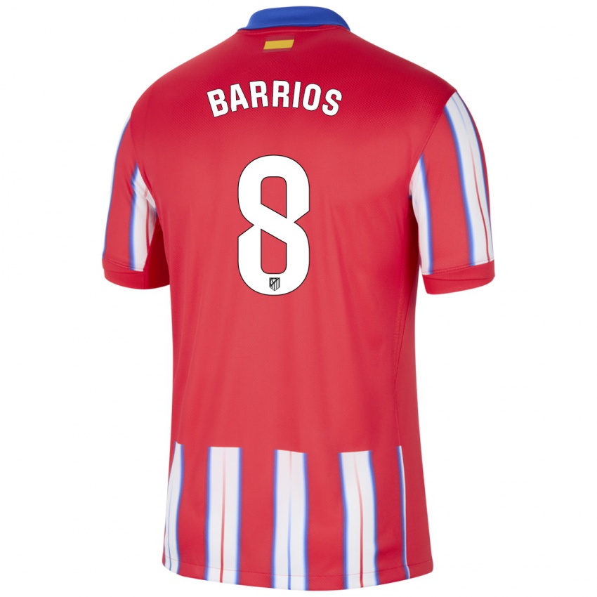 Dětské Pablo Barrios #8 Červená Bílá Modrá Domů Hráčské Dresy 2024/25 Dres