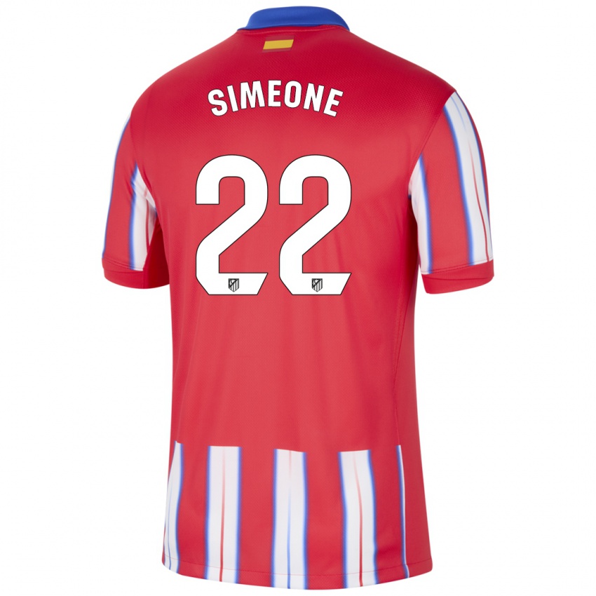 Dětské Giuliano Simeone #22 Červená Bílá Modrá Domů Hráčské Dresy 2024/25 Dres