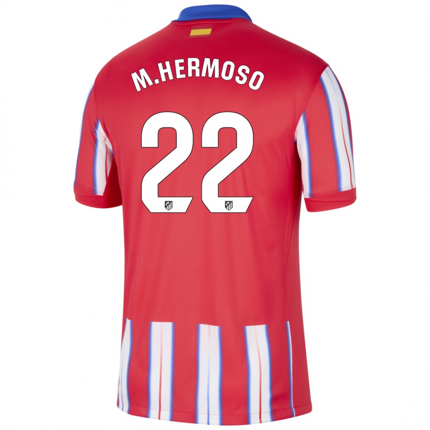 Dětské Mario Hermoso #22 Červená Bílá Modrá Domů Hráčské Dresy 2024/25 Dres