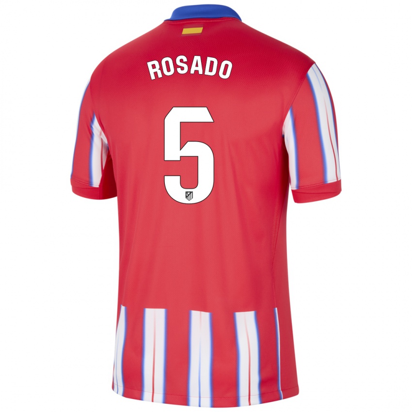 Dětské Diego Rosado #5 Červená Bílá Modrá Domů Hráčské Dresy 2024/25 Dres