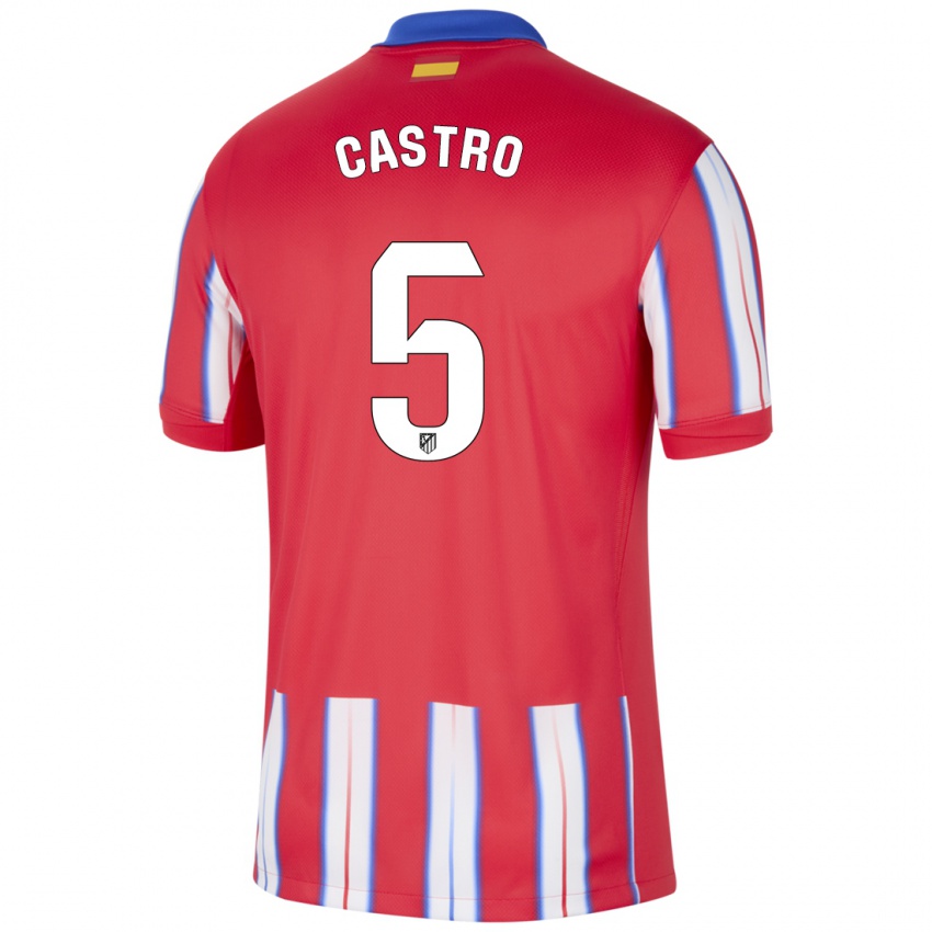 Dětské Oscar Castro #5 Červená Bílá Modrá Domů Hráčské Dresy 2024/25 Dres