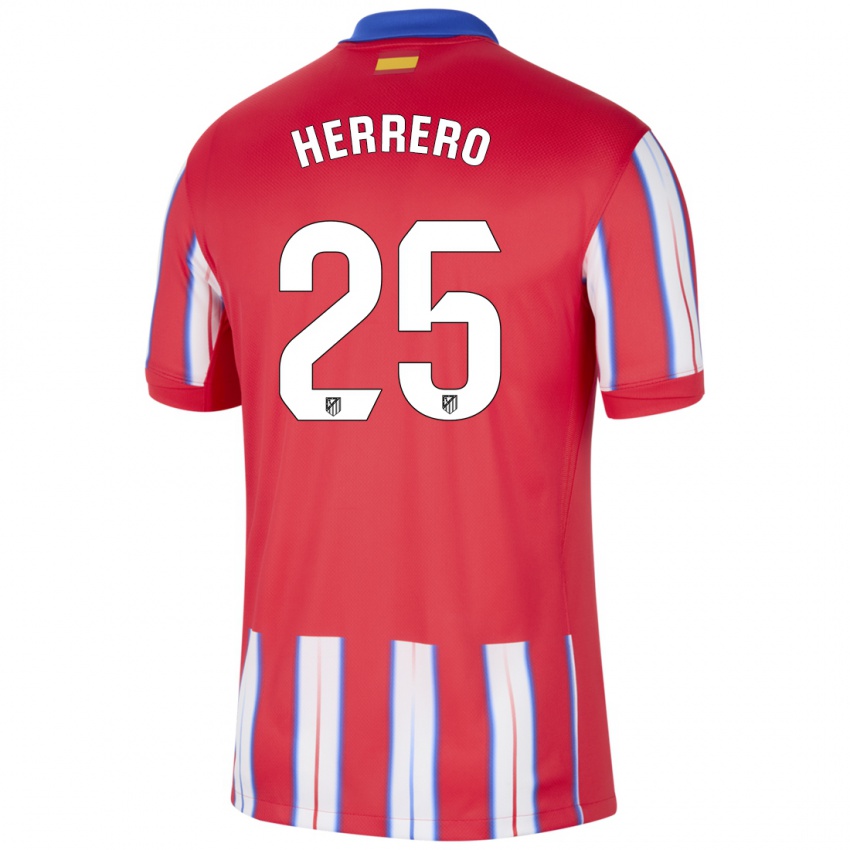 Dětské Alex Herrero #25 Červená Bílá Modrá Domů Hráčské Dresy 2024/25 Dres