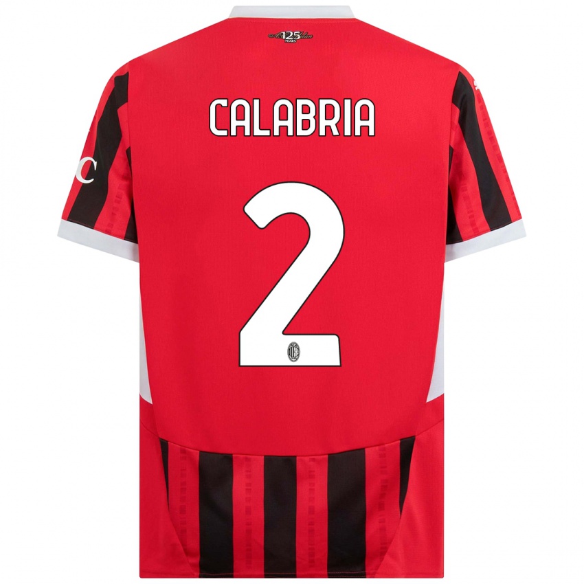 Dětské Davide Calabria #2 Červená Černá Domů Hráčské Dresy 2024/25 Dres