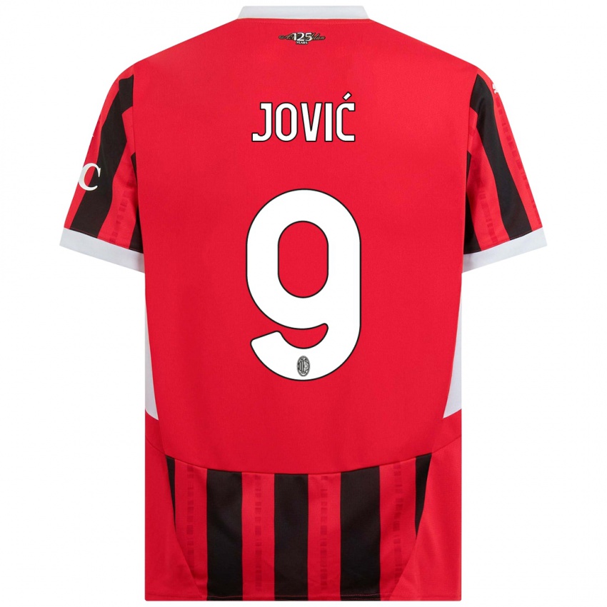 Dětské Luka Jovic #9 Červená Černá Domů Hráčské Dresy 2024/25 Dres