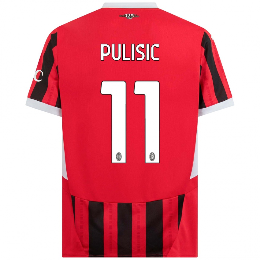 Dětské Christian Pulisic #11 Červená Černá Domů Hráčské Dresy 2024/25 Dres