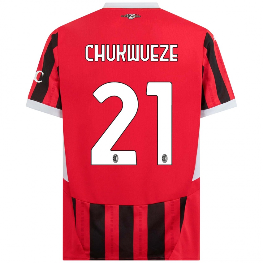 Dětské Samuel Chukwueze #21 Červená Černá Domů Hráčské Dresy 2024/25 Dres