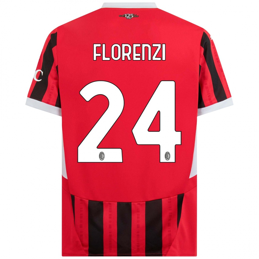 Dětské Alessandro Florenzi #24 Červená Černá Domů Hráčské Dresy 2024/25 Dres