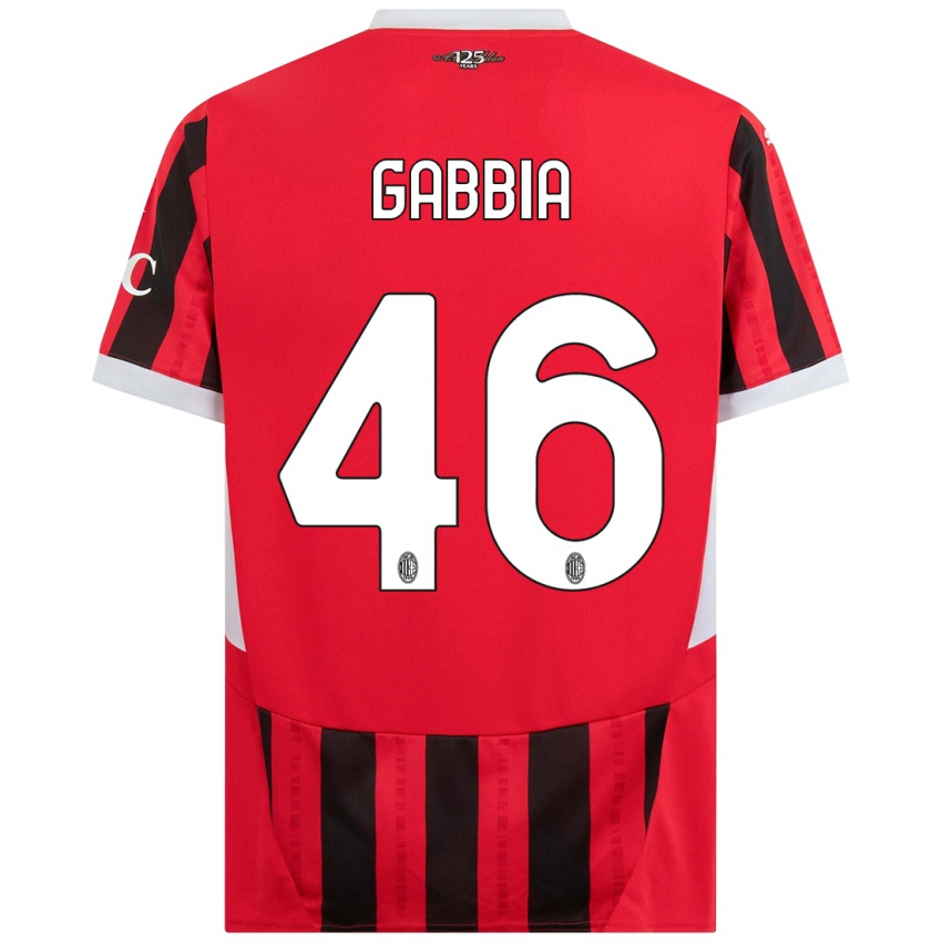 Dětské Matteo Gabbia #46 Červená Černá Domů Hráčské Dresy 2024/25 Dres