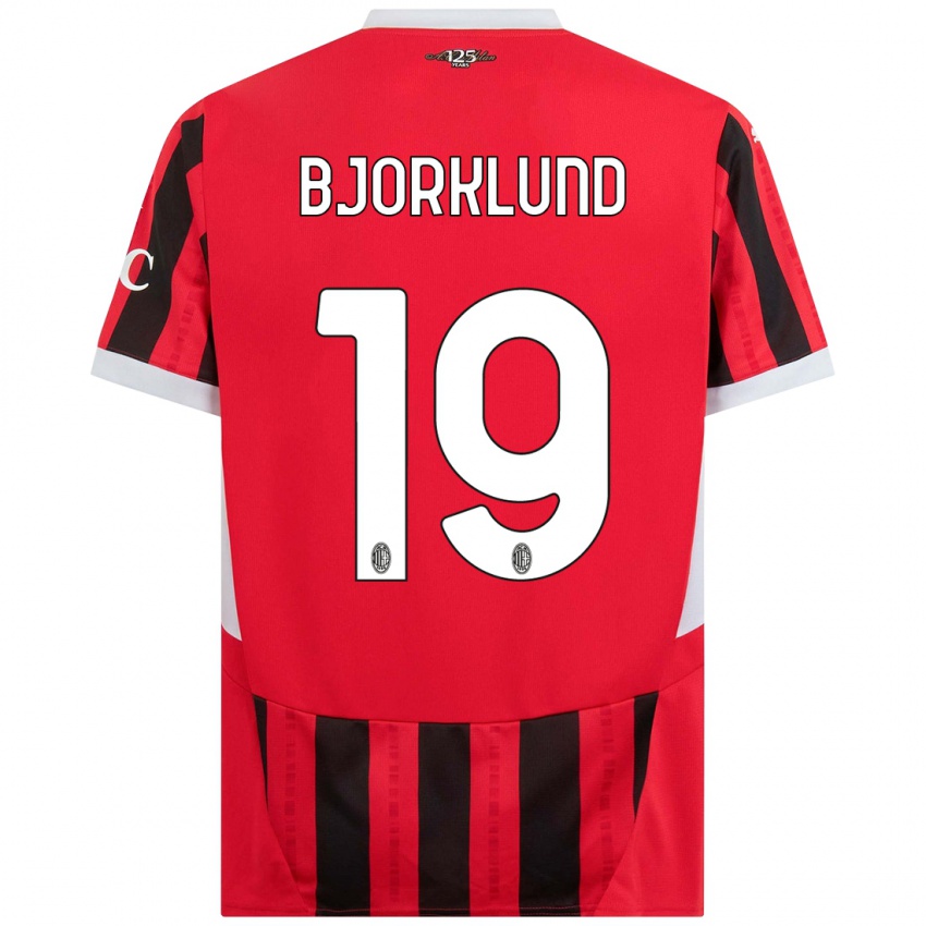 Dětské Lukas Bjorklund #19 Červená Černá Domů Hráčské Dresy 2024/25 Dres