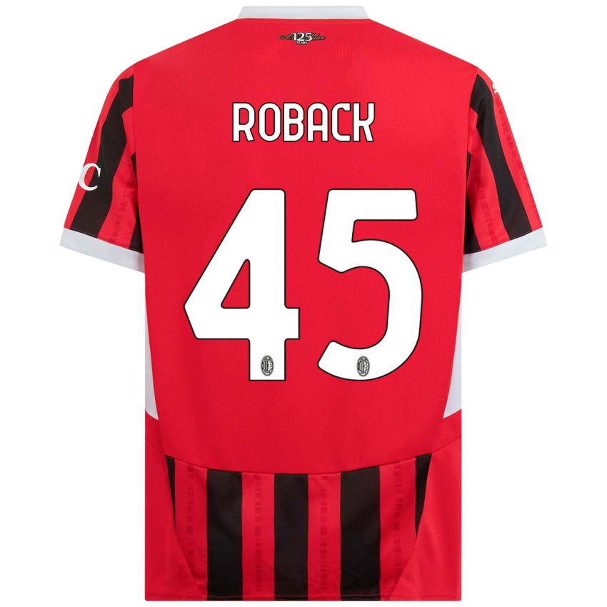 Dětské Emil Roback #45 Červená Černá Domů Hráčské Dresy 2024/25 Dres