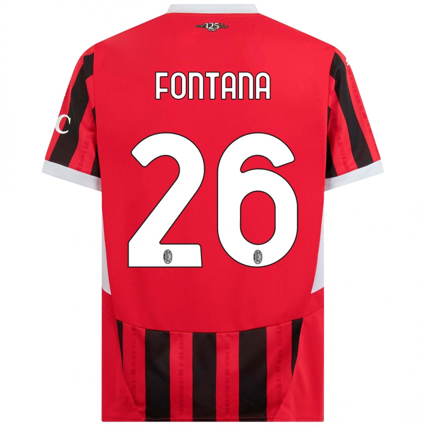 Dětské Francesco Fontana #26 Červená Černá Domů Hráčské Dresy 2024/25 Dres