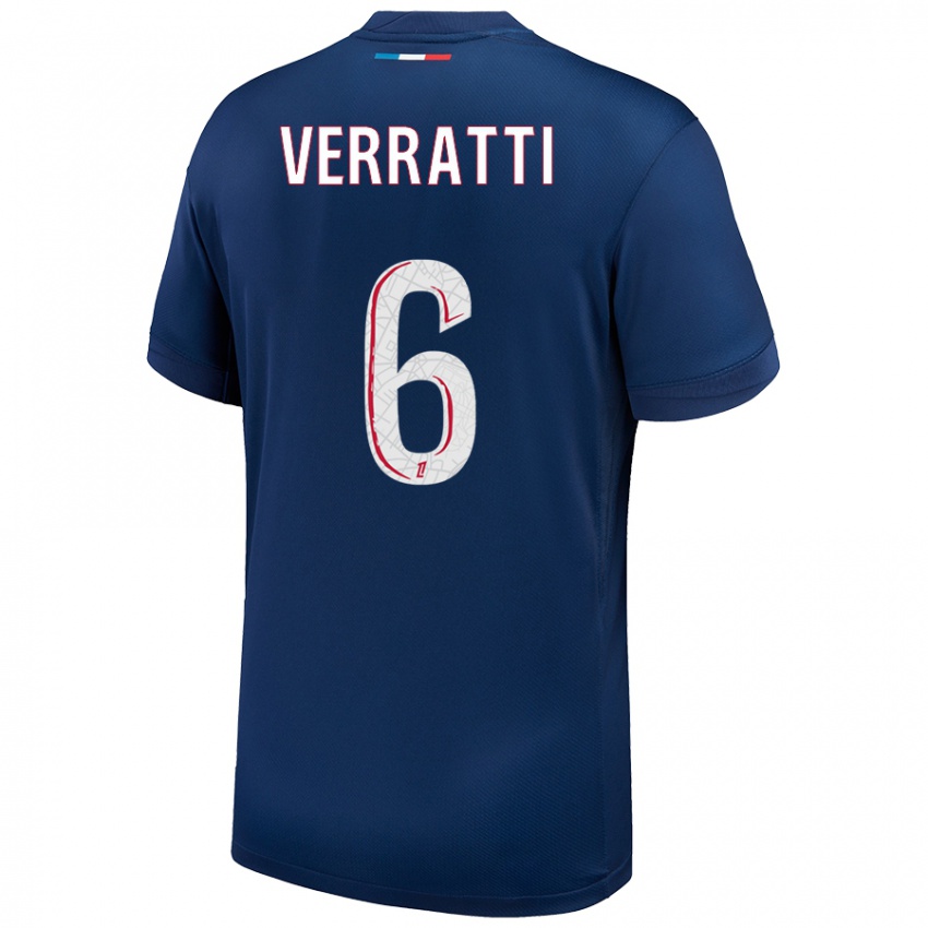 Dětské Marco Verratti #6 Námořnická Modrá Bílá Domů Hráčské Dresy 2024/25 Dres