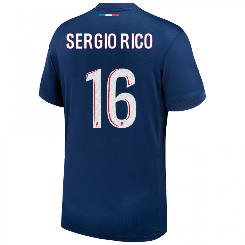 Dětské Sergio Rico #16 Námořnická Modrá Bílá Domů Hráčské Dresy 2024/25 Dres