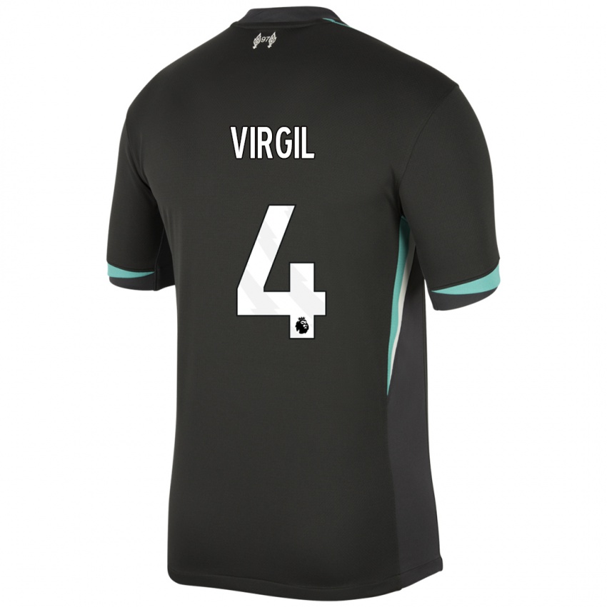 Dětské Virgil Van Dijk #4 Černá Antracitově Bílá Daleko Hráčské Dresy 2024/25 Dres