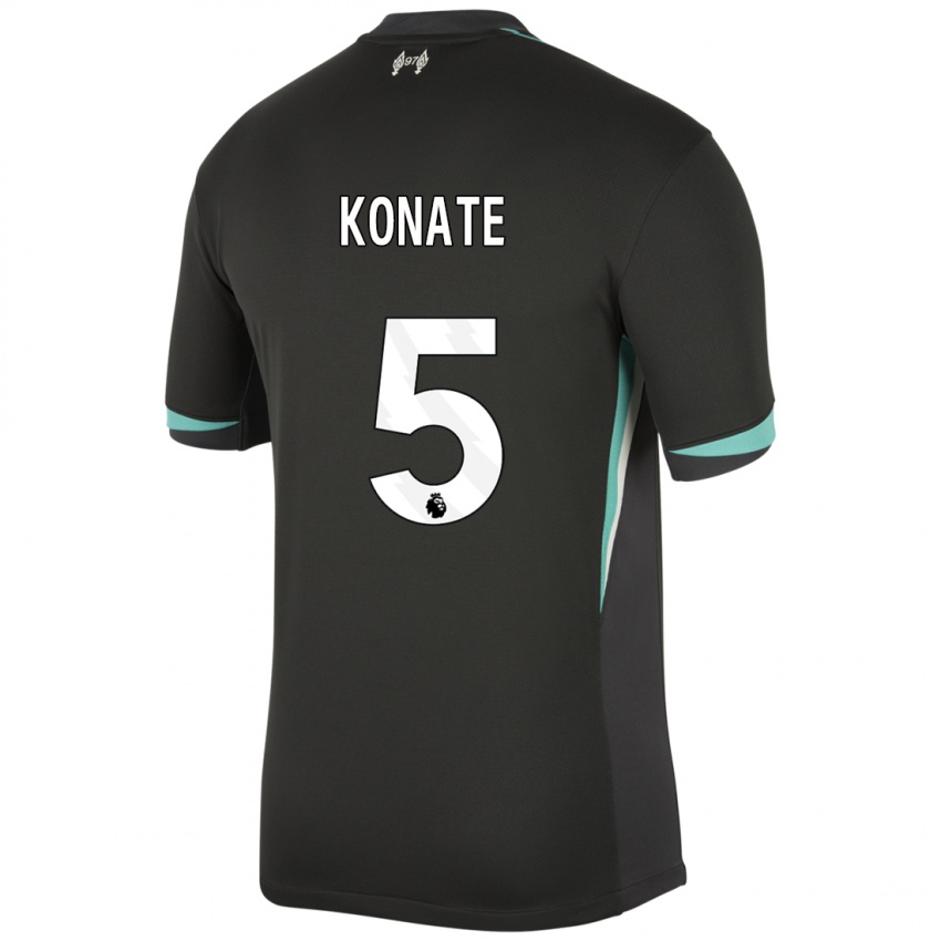 Dětské Ibrahima Konate #5 Černá Antracitově Bílá Daleko Hráčské Dresy 2024/25 Dres