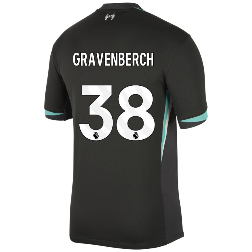 Dětské Ryan Gravenberch #38 Černá Antracitově Bílá Daleko Hráčské Dresy 2024/25 Dres